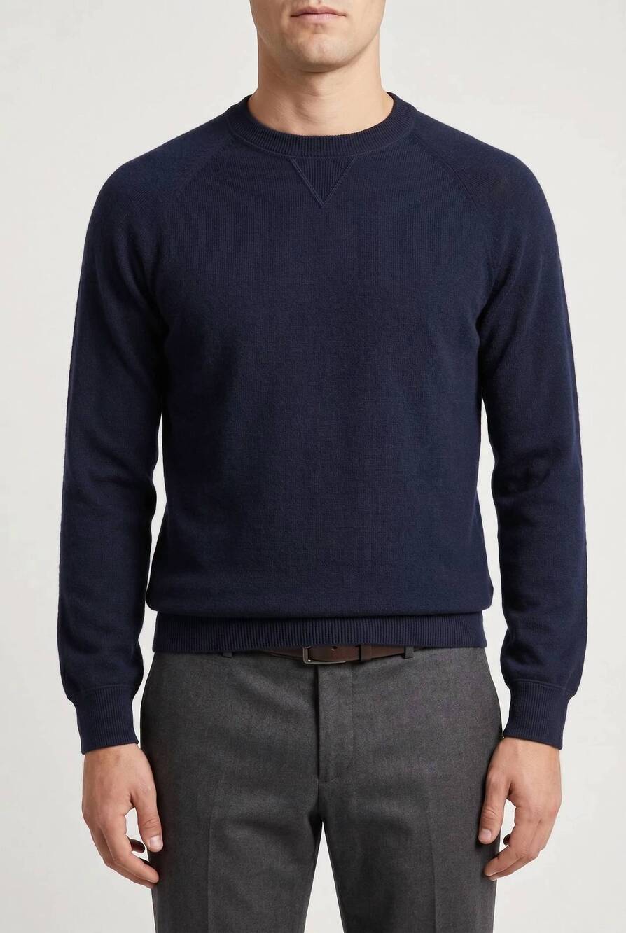 NEW BRUNELLO CUCINELLI men's cashmere sweater in navy